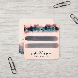 Carte De Visite Carré Élégant Rose Gold Torquoise Aquarelle Taches