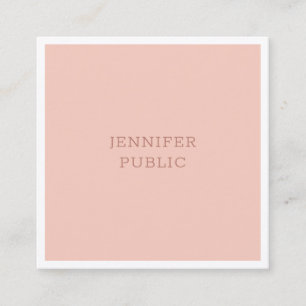 Carte De Visite Carré Élégant rose pâle blanc moderne Modèle simple