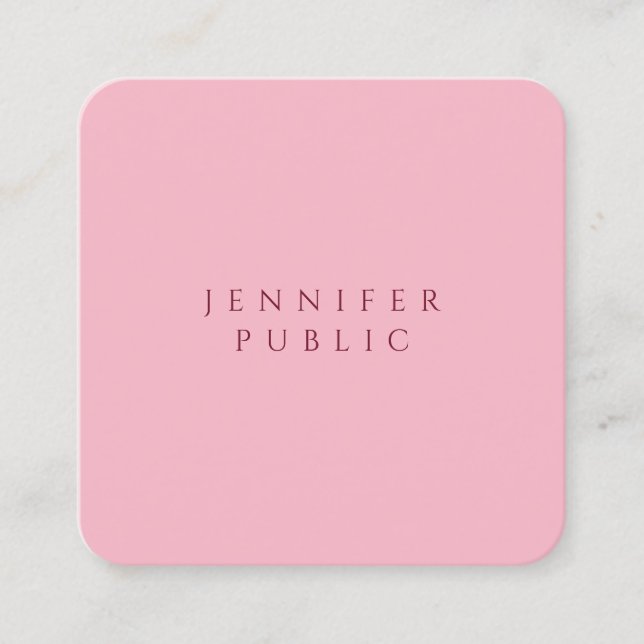 Carte De Visite Carré Élégant rose pâle moderne Modèle design simple (Devant)