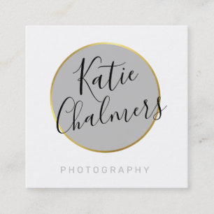 Carte De Visite Carré ÉLÉGANT script chic moderne joli gris clair or