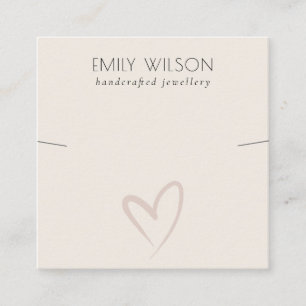 Carte De Visite Carré Élégant Simple Blush Heart Collier Modèle de ba
