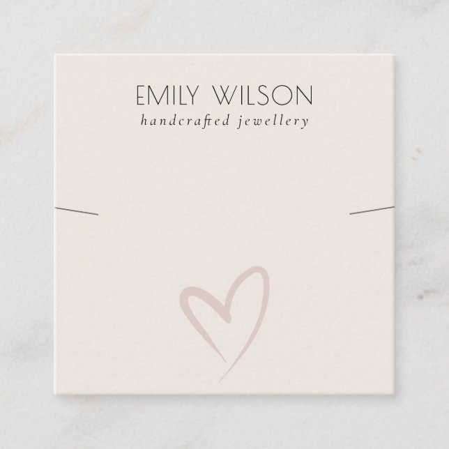 Carte De Visite Carré Élégant Simple Blush Heart Collier Modèle de bande (Devant)
