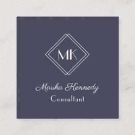 Carte De Visite Carré Elegant Slate Grey Professional Monogram