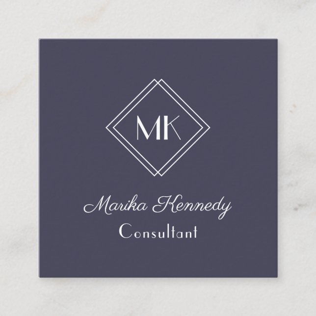 Carte De Visite Carré Elegant Slate Grey Professional Monogram (Devant)