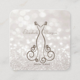 Carte De Visite Carré Élégant Sophisticé Moderne Glittery Bokeh, Robe