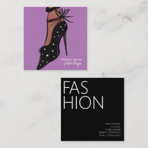 Carte De Visite Carré Elegant Talon Beauté Fashionista Blogger Purple