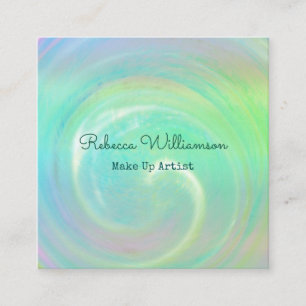 Carte De Visite Carré Elégant Turquoise Water Swirl Shell Make Up Artist