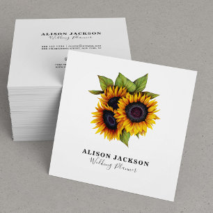 Carte De Visite Carré Élégant wedding planner simple bouquet de tourneso