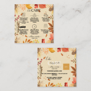Carte De Visite Carré Elégante Aquarelle Chic Fleurs d'automne