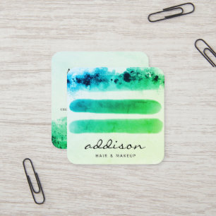 Carte De Visite Carré Elégante aquarelle de verdure