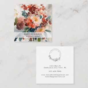 Carte De Visite Carré Elégante aquarelle Fleurs d'été Votre logo
