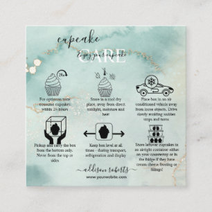 Carte De Visite Carré Elégante aquarelle moderne Green Cupcake Care Squa
