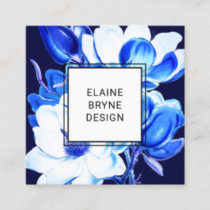 Carte De Visite Carré Elégante couleur bleu Magnolia Carré
