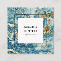 Elégante feuille d'or bleu marbre aquarelle minima