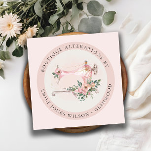 Carte De Visite Carré Élégante Machine à coudre gris-blanc