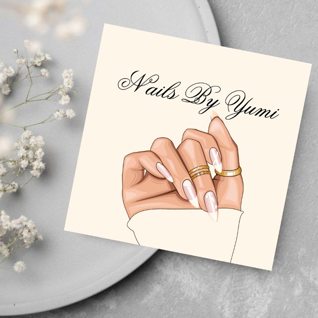 Carte De Visite Carré Élégante Manucure de technicien de clous de salon  (Créateur téléchargé)