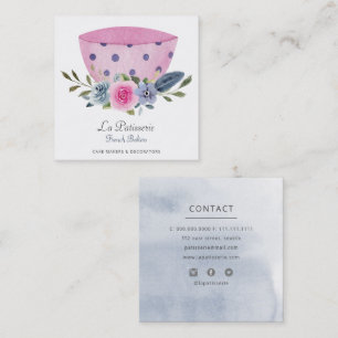 Carte De Visite Carré Élégante Mariage rose pâtisserie boulangerie