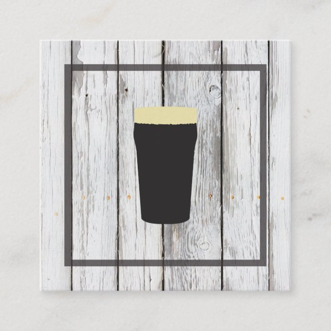 Carte De Visite Carré Élément Carré en bois rustique | Bière Expert (Devant)