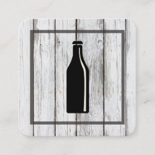 Carte De Visite Carré Élément Carré en bois rustique   Icône bière