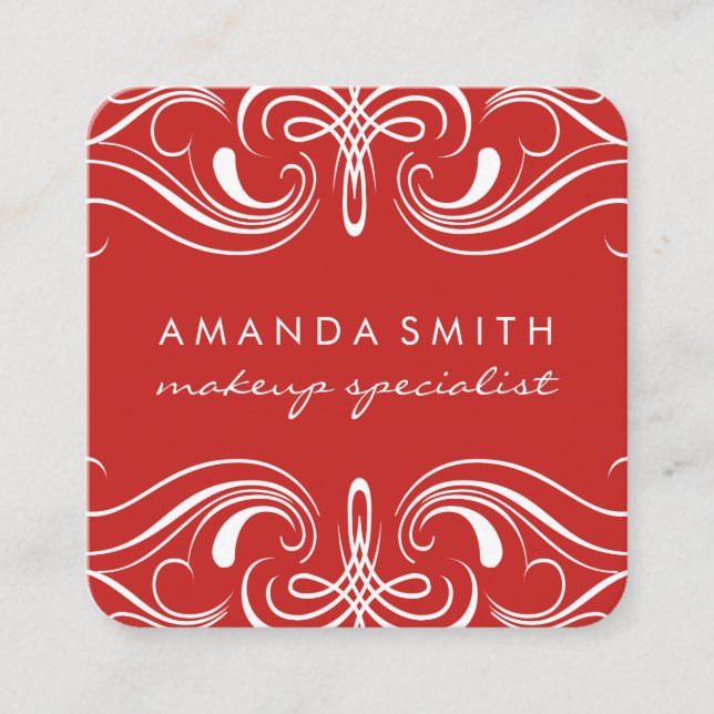 Carte De Visite Carré Eléments fantaisie rouge (Devant)