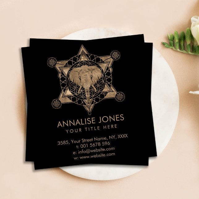 Carte De Visite Carré Eléphant en géométrie sacrée Composition (Créateur téléchargé)