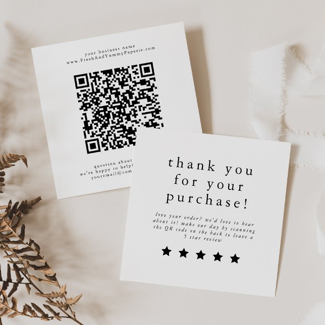 Carte De Visite Carré EMELIA Simple Moderne Neutre Unique Laisser Un Exa (EMELIA Simple Modern Neutral Unique Leave A Review Square Business Card)