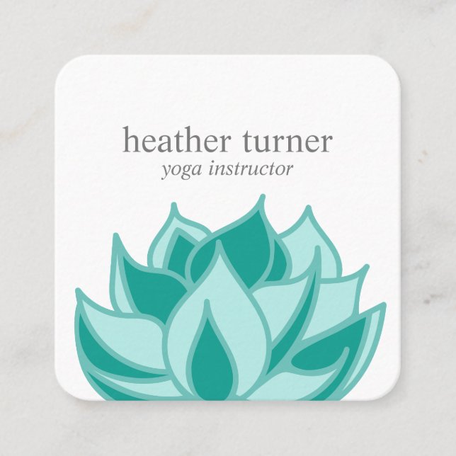 Carte De Visite Carré Emerald Lotus wellness massage spa yoga (Devant)