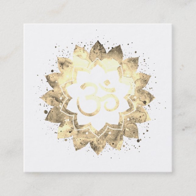Carte De Visite Carré *~* Énergie de guérison Symbole Om de Mandala Lotu (Devant)