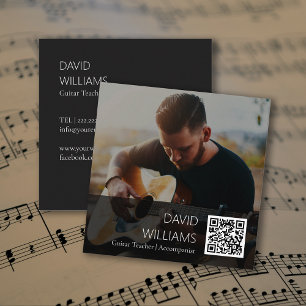 Carte De Visite Carré Enseignant de Musique Chanteur Compositeur Code QR