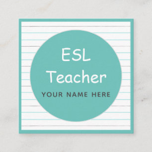 Carte De Visite Carré Enseignant ESL Anglais Instructeur Carnet Lignes C