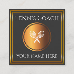 Carte De Visite Carré Enseignant instructeur de tennis Gold minima Sport
