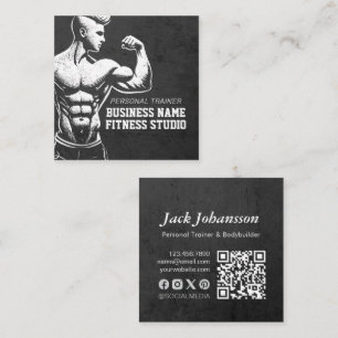 Carte De Visite Carré Entraîneur de fitness moderne Bodybuilding Instruc