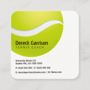 Carte De Visite Carré Entraîneur de tennis   Leçons de pratique de forma
