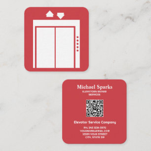 Carte De Visite Carré Entrepreneur en ascenseur QR personnalisé