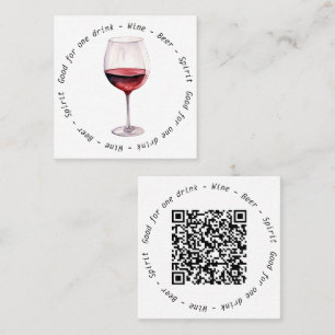 Carte De Visite Carré Entreprise Événement QR Code Billet vin rouge