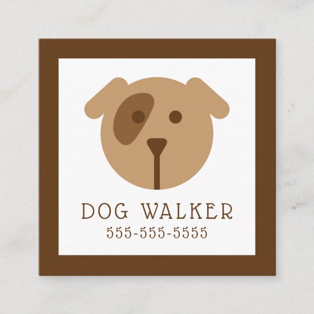 Carte De Visite Carré Entretien avec les animaux | Dog Walker (Devant)