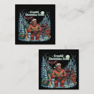 Carte De Visite Carré Équipe de Noël de cryptides drôles   Bigfoot, Moth