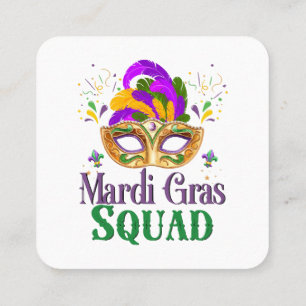 Carte De Visite Carré Équipe Mardi Gras