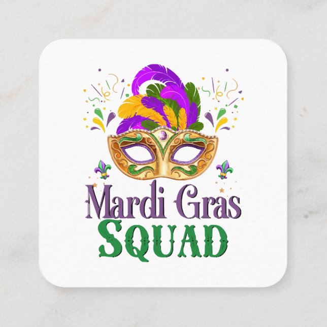 Carte De Visite Carré Équipe Mardi Gras (Dos)