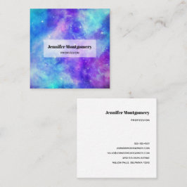 Carte De Visite Carré Espace de galaxie violet et bleu Abstrait