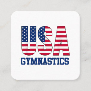 Carte De Visite Carré Etats-Unis avec drapeau américain Gymnastique Spor