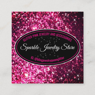 Carte De Visite Carré Étincelle Rose Paillettes Glamour Luxe