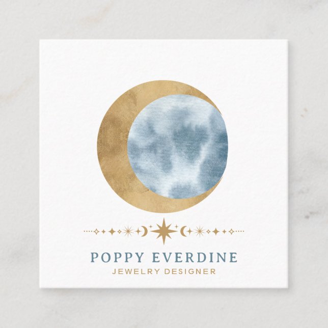 Carte De Visite Carré Étoiles célestes de lune (Devant)