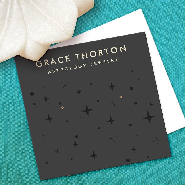 Carte De Visite Carré Étoiles d'astrologie du Boho noir (Créateur téléchargé)