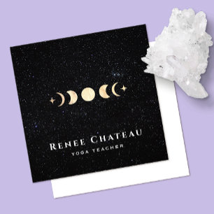 Carte De Visite Carré Étoiles de la phase de la lune d'or