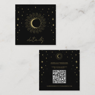Carte De Visite Carré Étoiles noires et dorées Soleil céleste Explosion