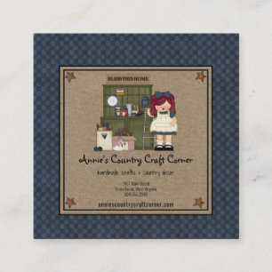 Carte De Visite Carré Étoiles roustées primitives Pays Sag Poupée Kraft