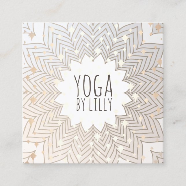 Carte De Visite Carré Etoiles Whimsical Lotus Mandala Flower Yoga Enseig (Devant)