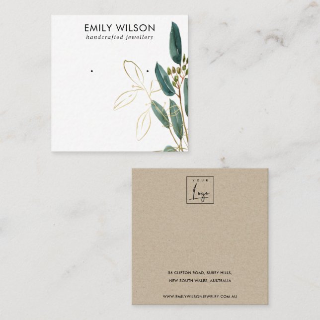 CARTE DE VISITE CARRÉ ÉTUDE DE RESTAURATION DE LA FAUNE D'EUCALYPTUS VER (Devant / Derrière)