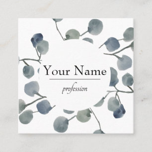 Carte De Visite Carré Eucalyptus Feuille Verdure Botanique Aquarelle